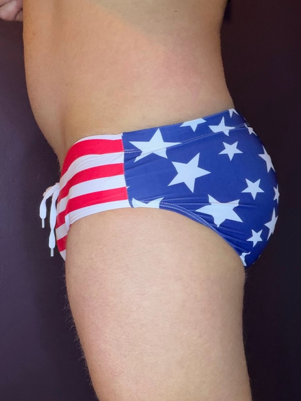 American Flag Stars & Stripe swim briefs size L - Red White Blue